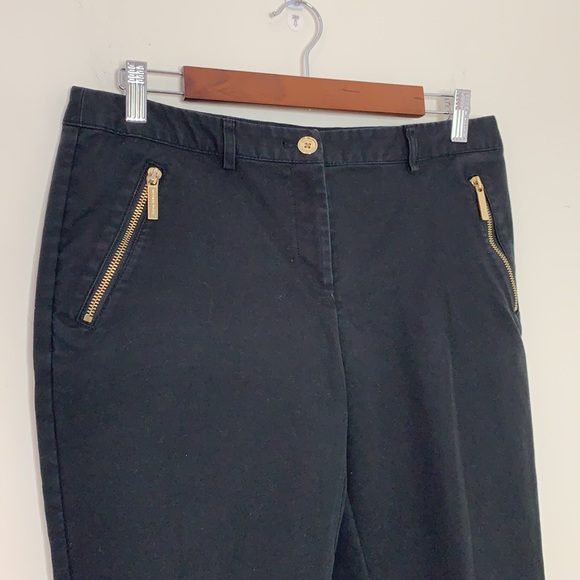 Michael Kors Black with Gold Zipper Pockets Pants - Picture 2 of 7